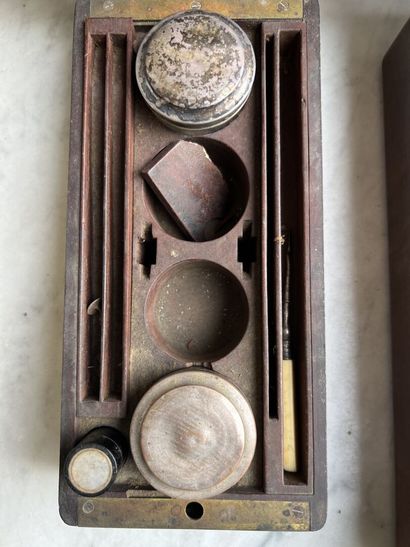 Two mahogany men's toiletry sets of the Empire...