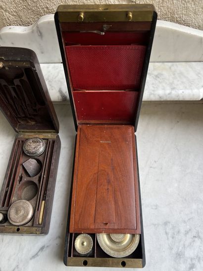 Two mahogany men's toiletry sets of the Empire...