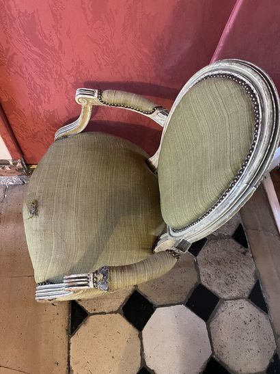 Louis XVI period cabriolet armchair in molded...