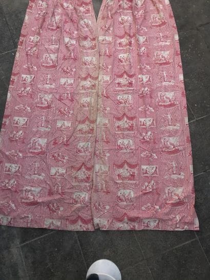 Pair of curtains and set of seat covers in...