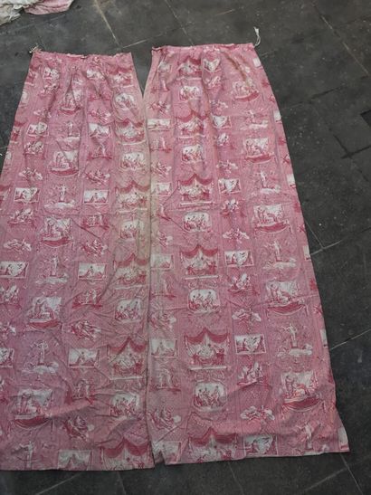 Pair of curtains and set of seat covers in...