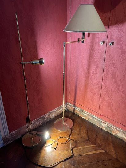 Two lamps, one of which is a gilded metal...