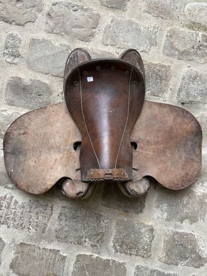 Cavalry saddle, brown leather. ABE (stains)

Two...