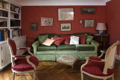 Suite of five cabriolet armchairs in molded...