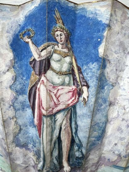 Fan, the leaf painted by Antoine-Hyppolyte...
