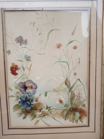 Two framed paintings with floral subjects,...