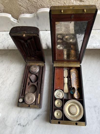 Two mahogany men's toiletry sets of the Empire...