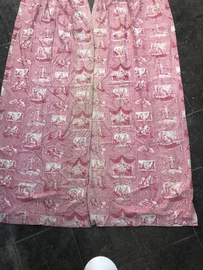 Pair of curtains and set of seat covers in...