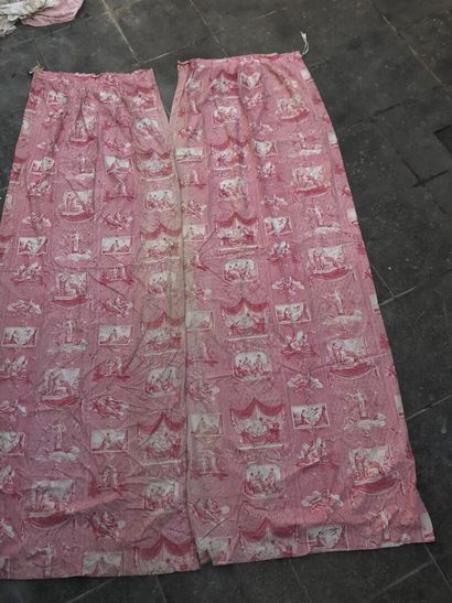 Pair of curtains and set of seat covers in...