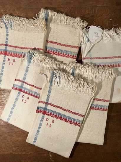 Set of six towels, late nineteenth century,...