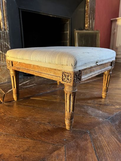 Molded and carved wood stool stamped I.B...