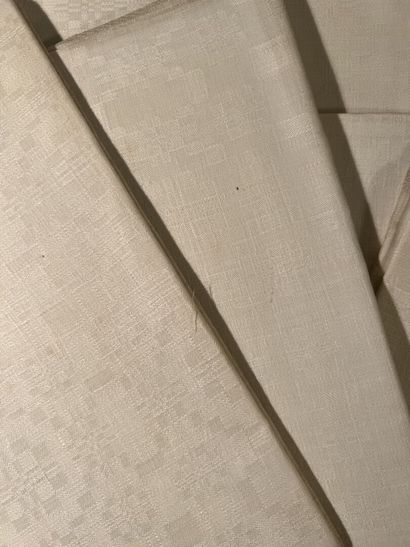 Set of ten large linen damask towels called...