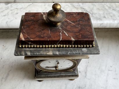 White and pink marble clock, chased and gilded,...