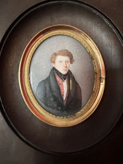 Five miniatures representing men and children,...