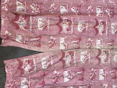 Pair of curtains and set of seat covers in...