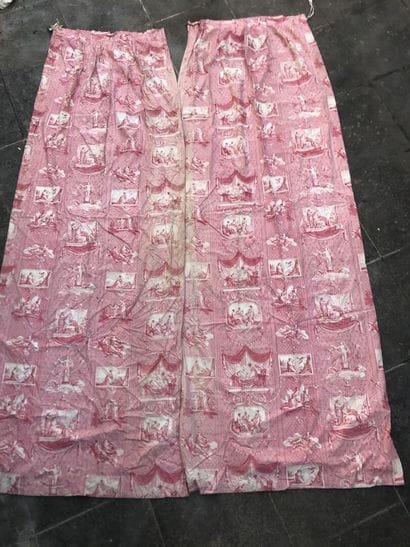 Pair of curtains and set of seat covers in...