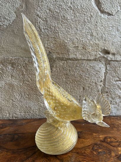 MURANO, XXe siècle
Coq en verre et incrustations...