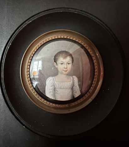 Five miniatures representing men and children,...