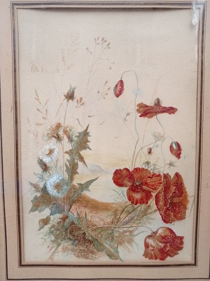 Two framed paintings with floral subjects,...