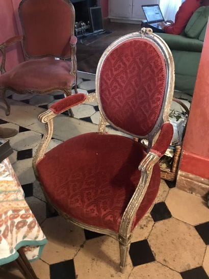 Suite of five cabriolet armchairs in molded...