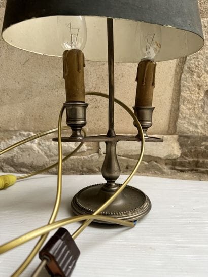 Gilt bronze hot water bottle lamp, early...