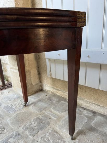 Mahogany and mahogany veneer half-moon game...