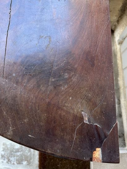 Mahogany and mahogany veneer half-moon game...