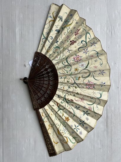 Fan, the leaf painted by Antoine-Hyppolyte...