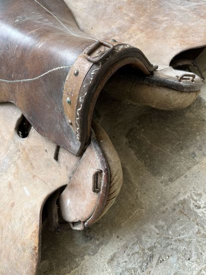 Cavalry saddle, brown leather. ABE (stains)

Two...