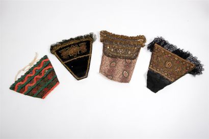 Set of four ornate dress bibs, Alsace, 19th...