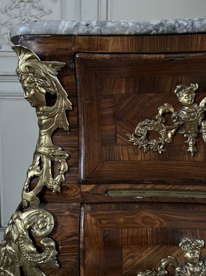 Violet wood veneer chest of drawers stamped...