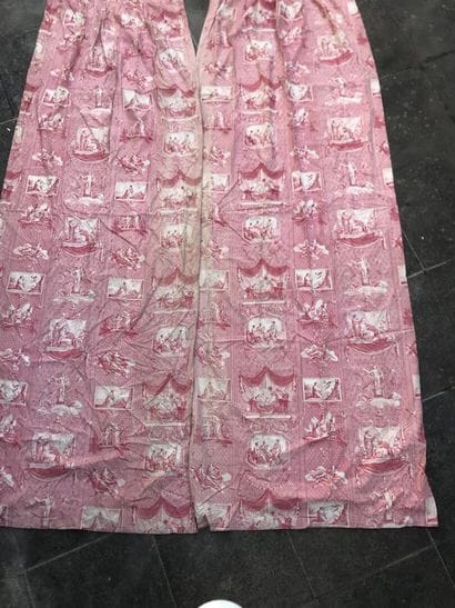 Pair of curtains and set of seat covers in...