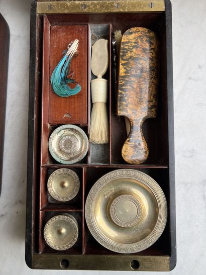 Two mahogany men's toiletry sets of the Empire...