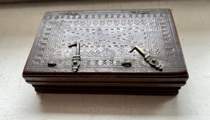 Round wooden box of Saint Lucia, decorated...