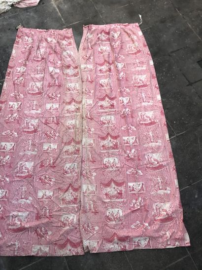 Pair of curtains and set of seat covers in...