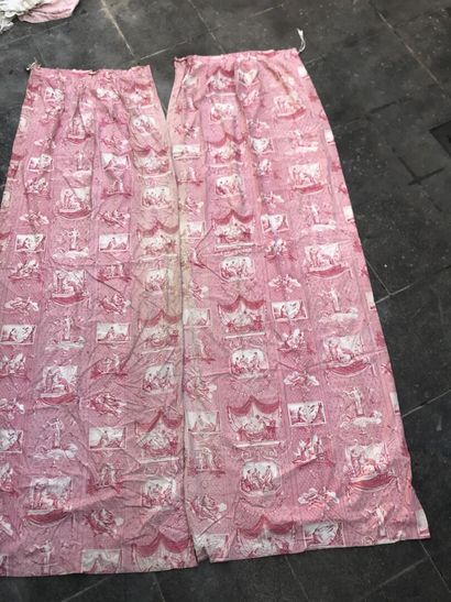 Pair of curtains and set of seat covers in...