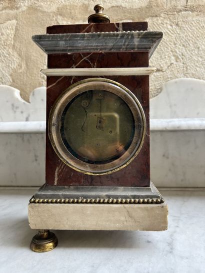 White and pink marble clock, chased and gilded,...