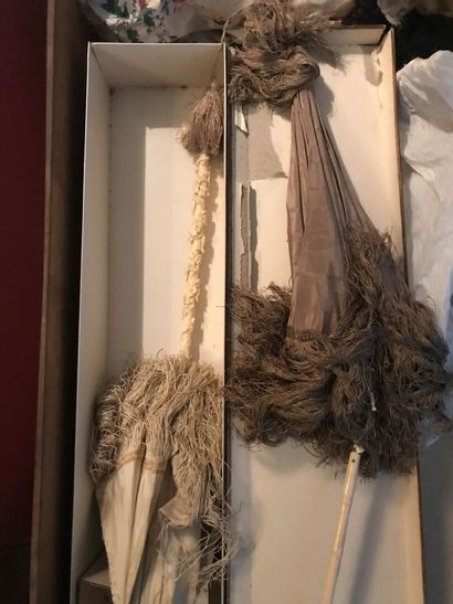 Two marquise umbrellas, Second Empire, carved...