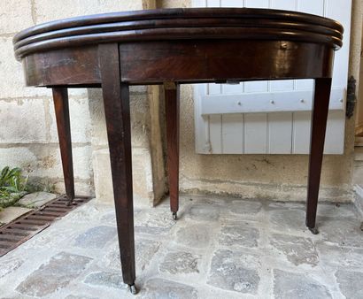 Mahogany and mahogany veneer half-moon game...