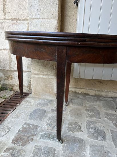 Mahogany and mahogany veneer half-moon game...