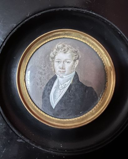 Five miniatures representing men and children,...