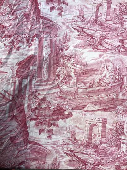 Pair of curtains and set of seat covers in...