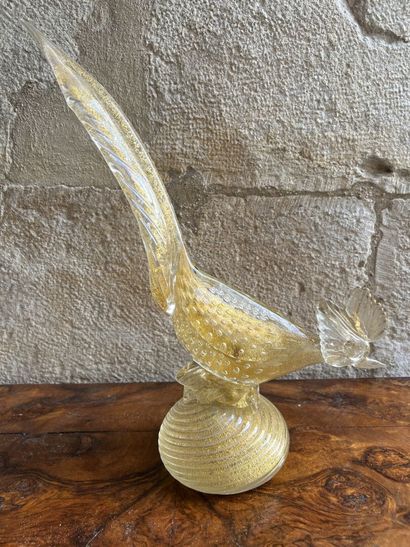 MURANO, XXe siècle
Coq en verre et incrustations...