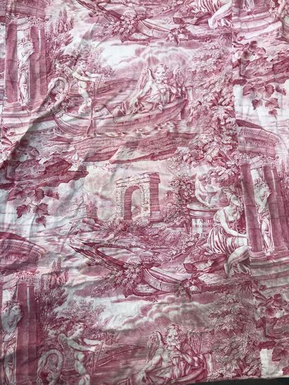 Pair of curtains and set of seat covers in...