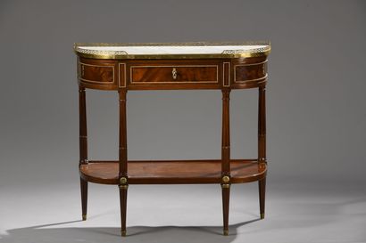 Console demi-lune en acajou et placage d'acajou...