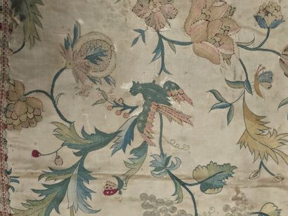 Chinoiserie, broderie, milieu du XVIIIe s.,...
