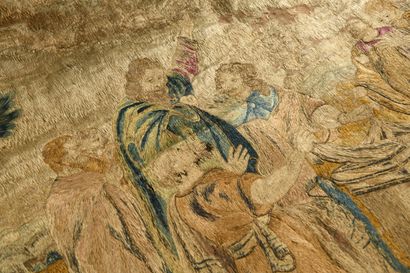 La Résurrection, médaillon brodé, XVIIe siècle,...