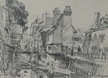 Eugène Véder (1876-1936)
Lot de cinq dessins
Rue...