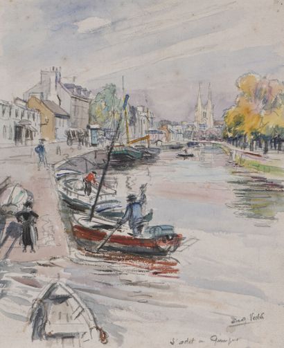 Eugène Véder (1876-1936)
Lot de cinq dessins
Rue...