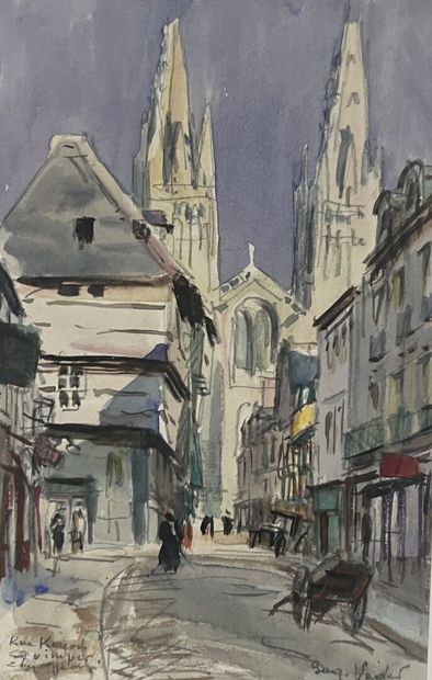Eugène Véder (1876-1936)
Lot de cinq dessins
Rue...